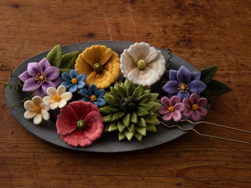 フェルト刺繍で作る 花のアクセサリーPart２