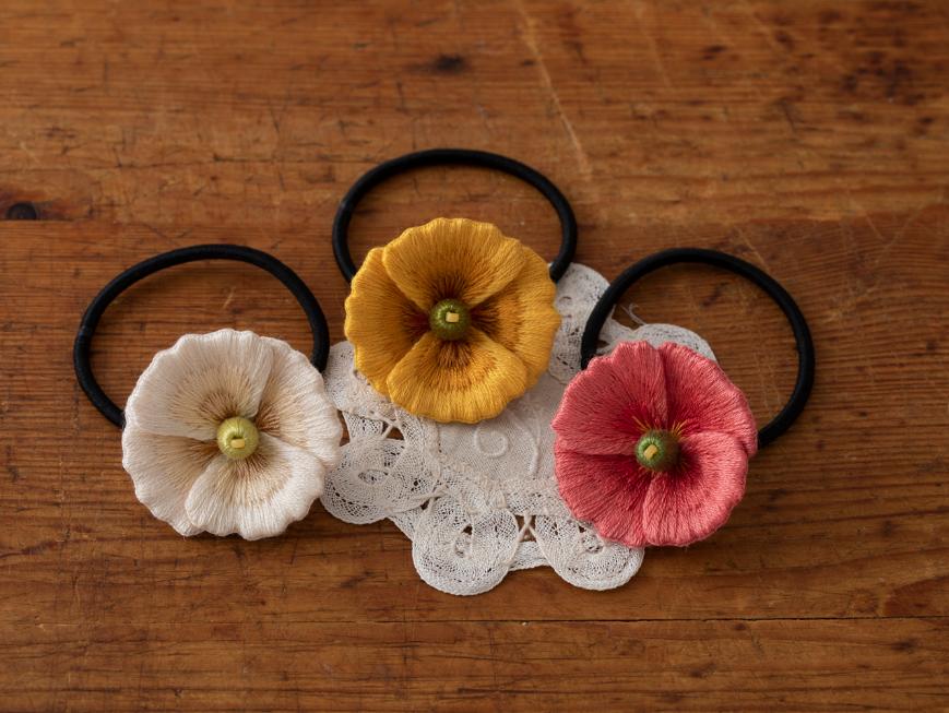 フェルト刺繍で作る 花のアクセサリーPart２