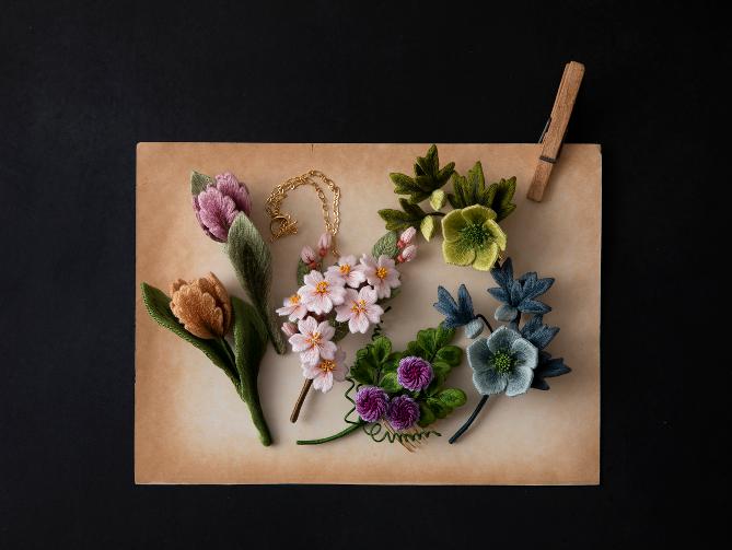 フェルト刺繍で作る 花のアクセサリーPart4